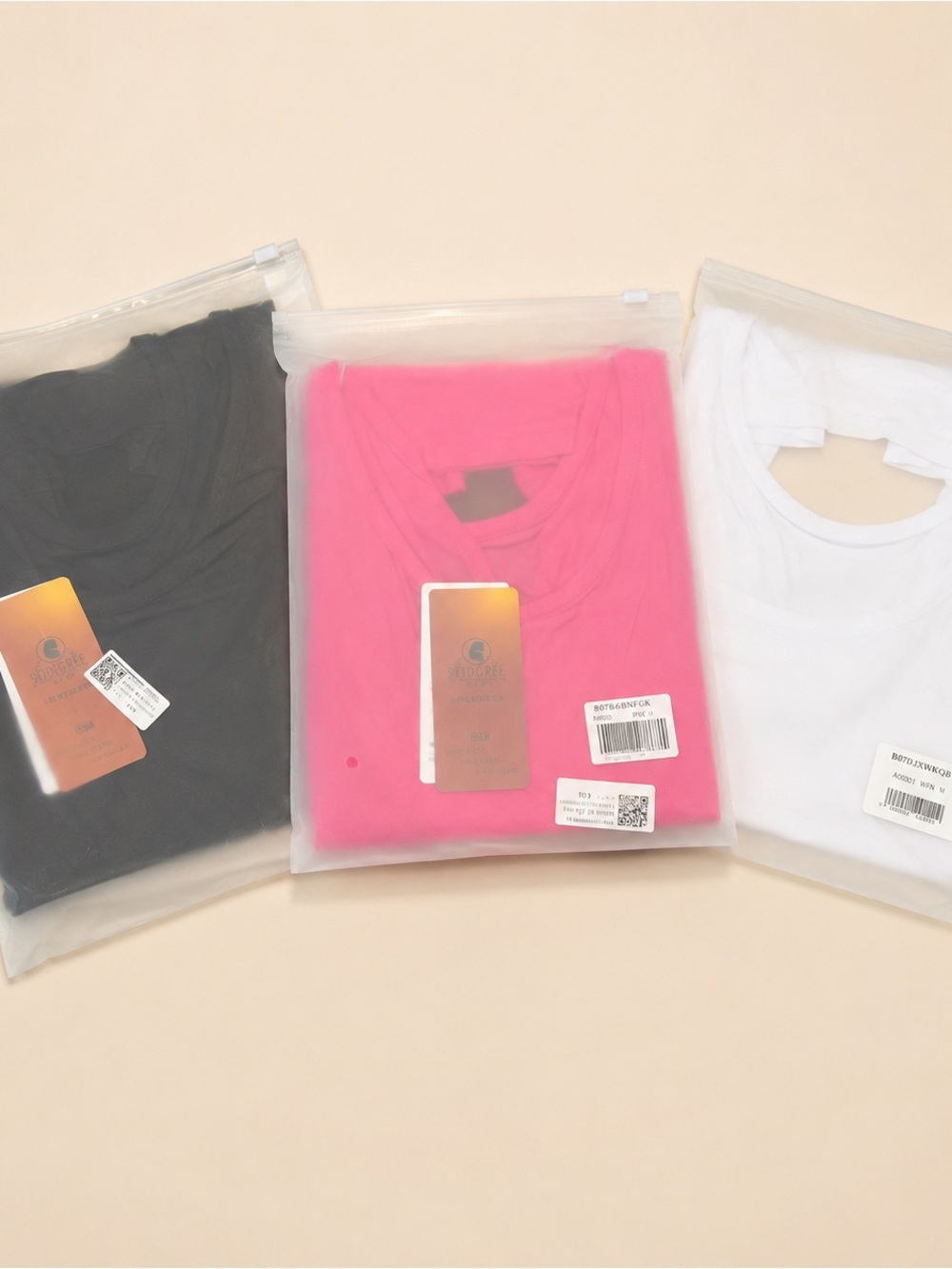 3-Women’s Short-Sleeve Crewneck Tanks - Pink, White & Black